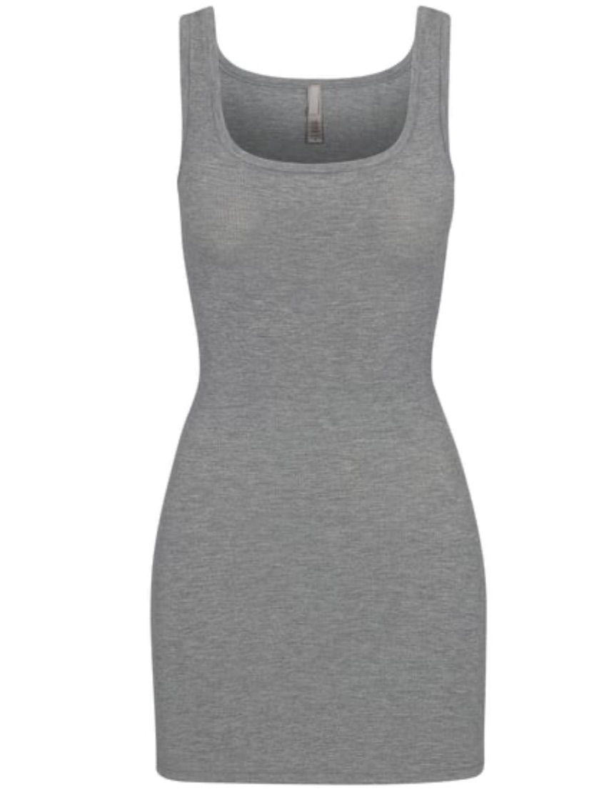 Skims Grey Ribbed Tank Midi Dress